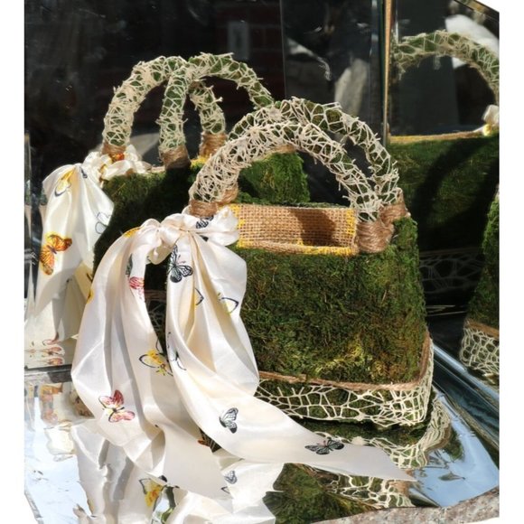 Handmade Moss Purse | Fully Lined | Functional | Spring Moss Bag | Easter Basket - Picture 6 of 15